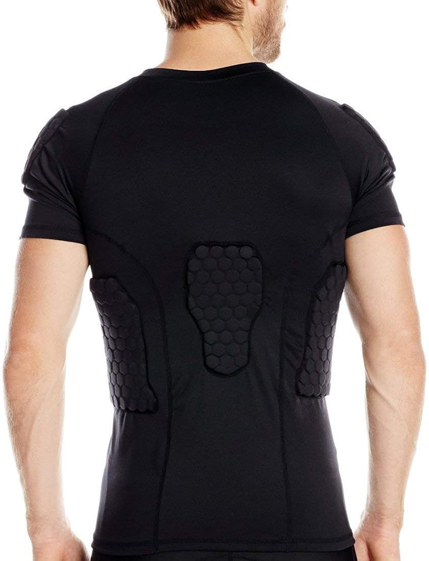 TUOY Men's Padded Compression Shirt Protective T Shirt Rib Chest Protector for Football Paintball Baseball: Clothing