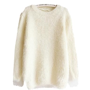 Amazon セーター レディース モヘア ニット ラウンドネック 丸襟