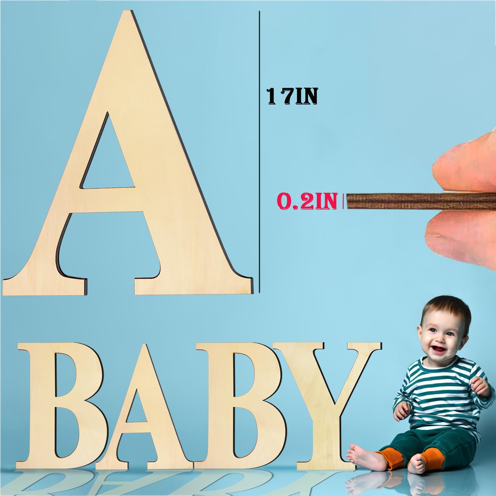 17 Inch Large Wooden Letters, Paintable Large Wood Letter for Crafts, Unfinished Blank Wood Alphabet Letter for Birthday, Parties, Wedding, Christmas Home Decoration(Letter A)