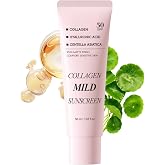 Collagen Mild Centella Sunscreen SPF 50 for Face, Broad Spectrum Protection, Hydrating Facial Sunscreen with Peptides &amp; Cica, Lightweight Non-Greasy, No White Cast, Natural Glow, Travel Size (1PC)