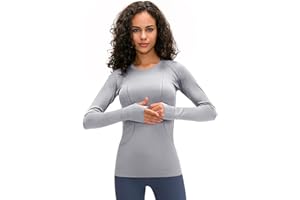 LUYAA Women's Workout Tops Long Sleeve Shirts Yoga Sports Breathable Gym Athletic Top Slim Fit
