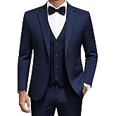 MAGE MALE Men's 3 Pieces Solid One Button Suit Elegant Slim Fit Single Breasted Party Tuxedo Blazer Vest Pants Set