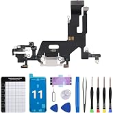 CYKJGS for iPhone 11 Charging Port Replacement OEM Headphone Port | Charge Dock Connector Antanna Cable Assembly Full Repair Tools Kit with Magnetic Pads A2111 A2221 A2223