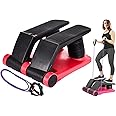Stepper Climber Fitness Machine, Air Stair Climber Stepper Machine, Cardio Training Step Climber Machine Adjustable Fitness Exercise Machine Resistance Bands, Comfortable Foot Pedals