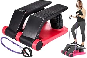E-FOUND Stepper Climber Fitness Machine, Air Stair Climber Stepper Machine, Cardio Training Step Climber Machine Adjustable Fitness Exercise Machine Resistance Bands, Comfortable Foot Pedals