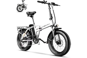 Cybervelo 1000W Folding Electric Bike, 48V 20.8AH Large Removable Battery E-Bike, 30+MPH, 80 Miles Max Range, 20" Fat Tire Electric Bike for Adults, Adult Electric Bicycles for Commute