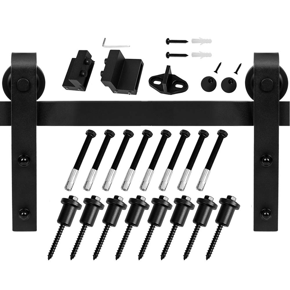 EaseLife 10 FT Heavy Duty Sliding Barn Door Hardware Track Kit - DIY Easy Install | Ultra Sturdy and Sliding Smooth Quiet | J Shape Hanger (10ft Track Single Door Kit)