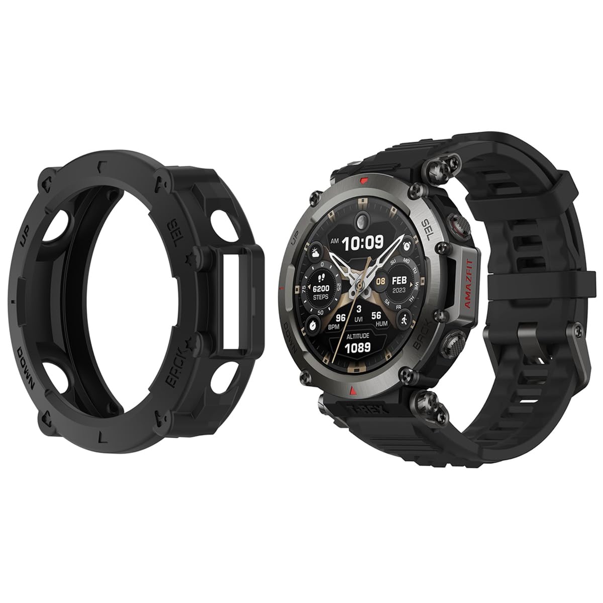 HOMTERN Case for AMAZFIT T-Rex Ultra,Flexible Silicone Cover Shell Shockproof Scratch-Proof Protector Case Smartwatch Accessories for AMAZFIT T-Rex Ultra ONLY,Black