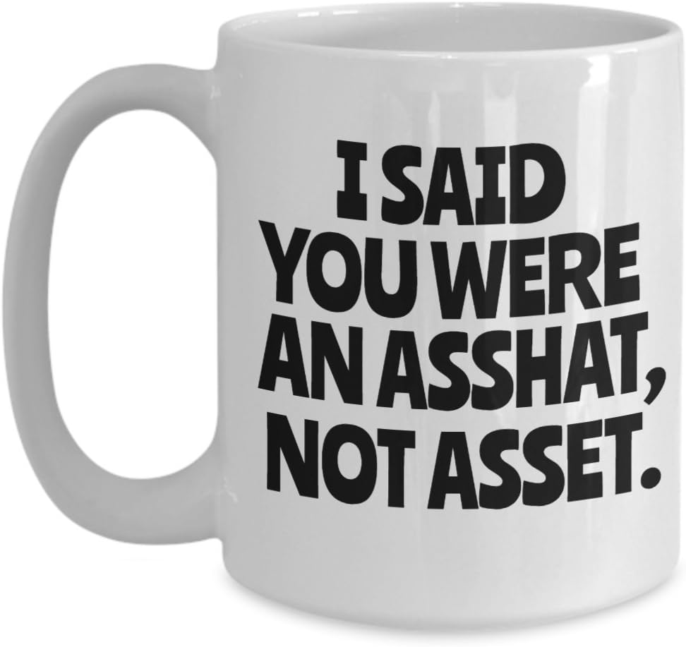 Accountant Funny 15oz Coffee Mug - Best Gift For Friend,Coworker,Boss,Secret Santa,Birthday,Husband,Wife,Girlfriend,Boyfriend (White) - I Said You Were An Asshat Not Asset