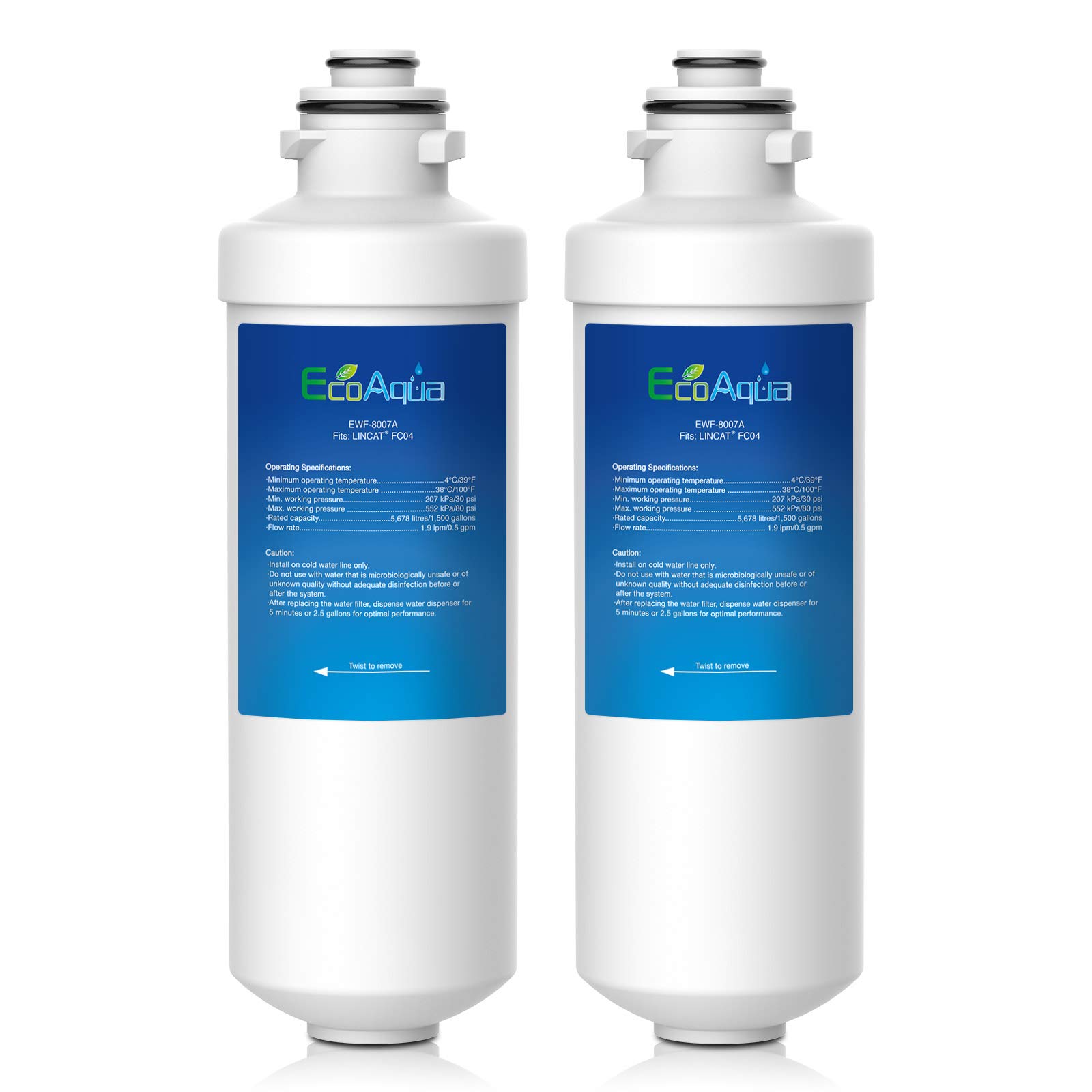 EcoAqua EWF-8007A Water Filter Replacement Compatible with Lincat FC04 FilterFlow Automatic Water Boiler FX Series; Including EB3FX, EB4FX, EB6FX, EB6TFX, EB3FX/PB, EB3FX/TT (2)