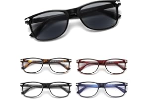 Loycco 2/4/5 Pack Square Reading Glasses Blue Light Blocking Readers Spring Hinge for Women Men