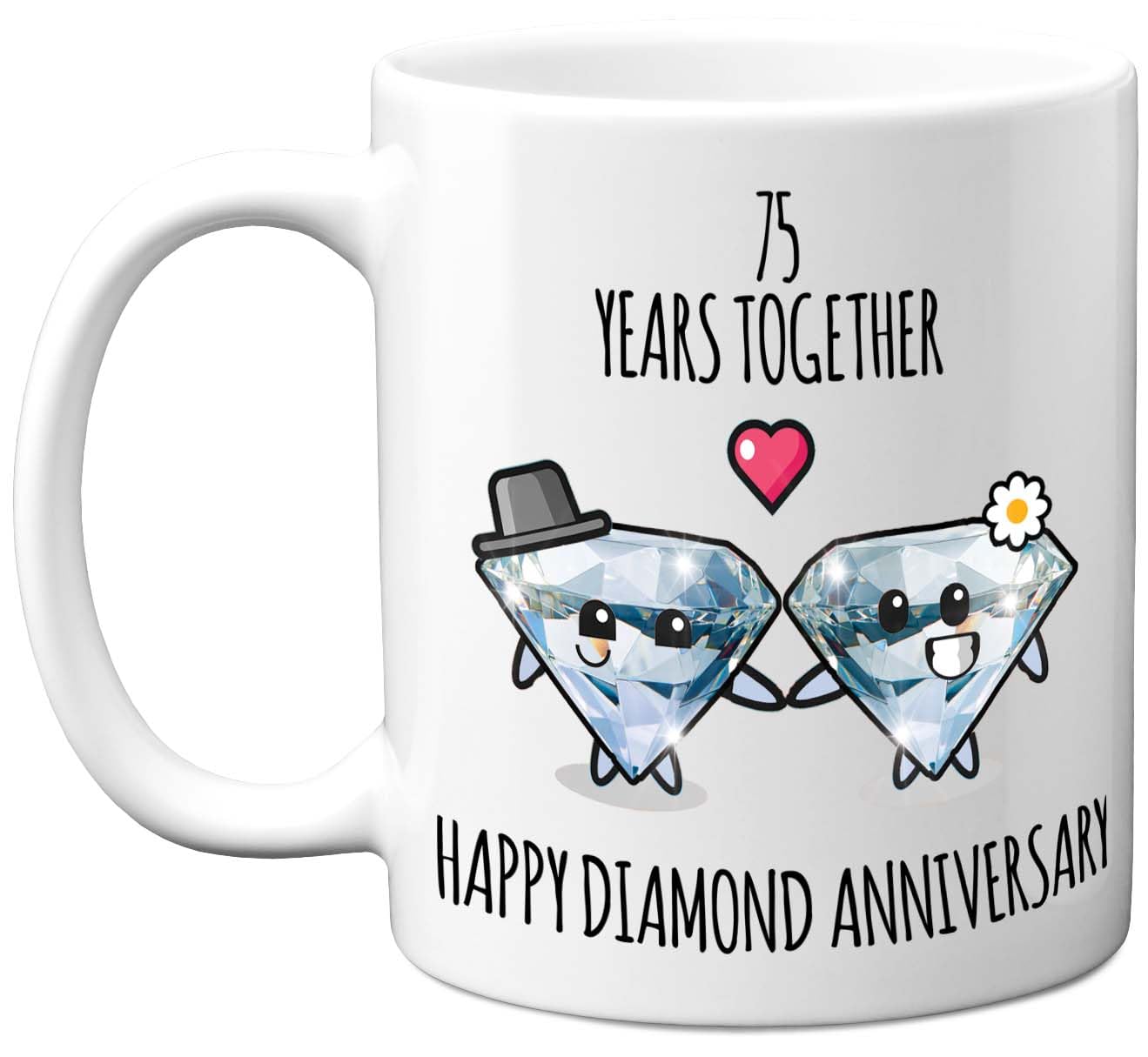 Stuff4 75th Anniversary Mug Gift for Men Women - 75 Years Together - Happy 75 Anniversary Wedding for Husband Wife Mum Dad Nan Grandad, 11oz Ceramic Coffee Mugs Gifts