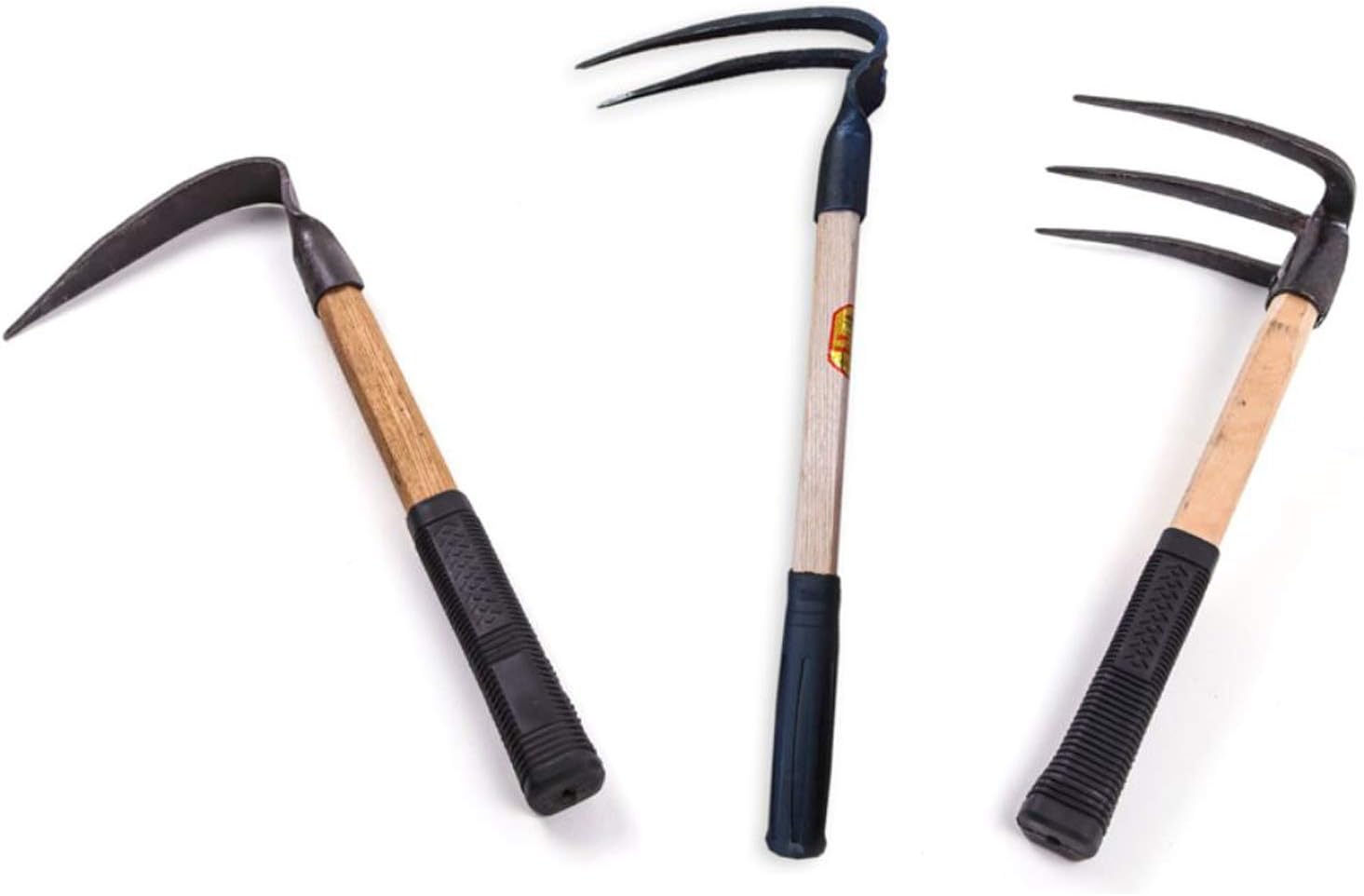 CLAIRLA Hand Mini Garden Hoes Dual Headed Weeding Tool - Carbon Steel Hoe/Tine Cultivator 3 Prongs Combo Garden Tools with Wood Handle (2 Prongs) : Garden & Outdoor