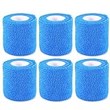 Self Adherent Wrap Tape Self Adhering Stick Bandage Flexible Stretch Athletic Tape for Sports Power Tape Strong Grip for Sprain Swelling and Soreness on Wrist and Ankle Etc Blue 6 Pack By Yosoo