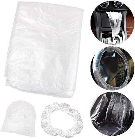 Amazon 150枚入3種各50枚 自動車 車用 使い捨てシートカバー ビニールシートカバー 養生シートカバー 運転席 助手席 フロント 座席用 椅子 シート ハンドル シフトレバー カバー 業務用 保護カバー 車検 修理 整備 納車 汚れ防止 防菌 シートカバー 車 バイク