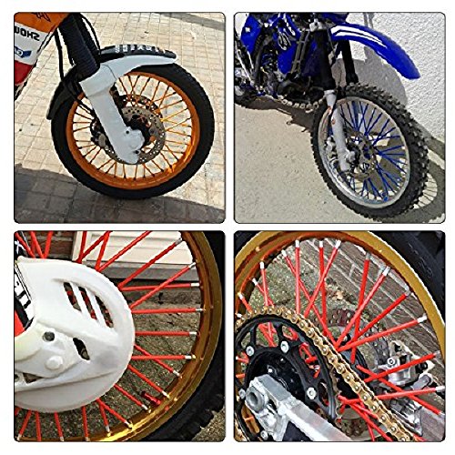 72Pcs Wheel Rim Spoke Skins Covers Wrap Decor Protector Kit For Motorcycle Motocross Dirt Bike (Blue)