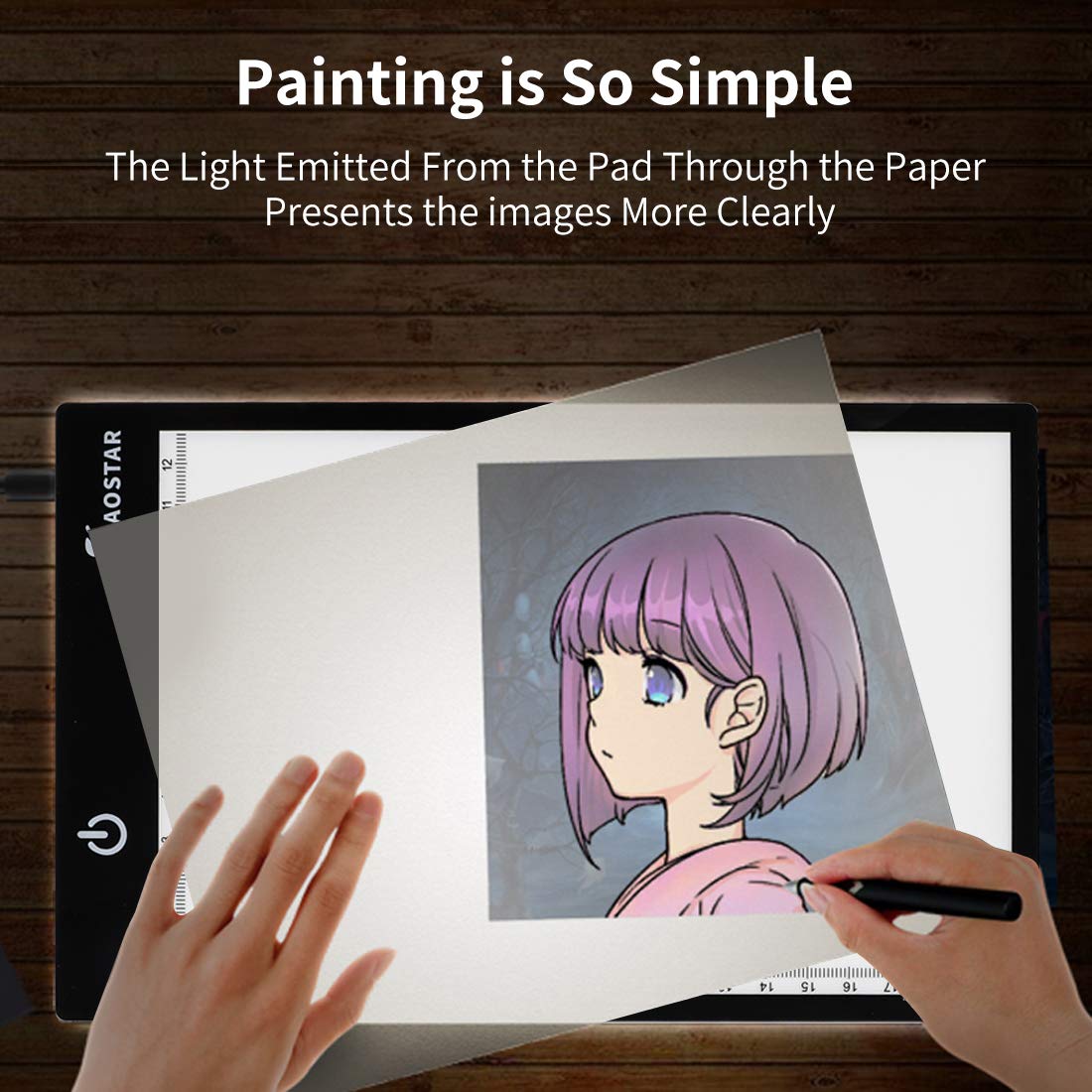 Light Box Drawing Pad A5, Tracing Board with Micro USB Cord Charge Cable and Brightness Adjustable for Artists, AnimationDrawing, Sketching, Animation, X-ray Viewing (A5) Not Rechargeable