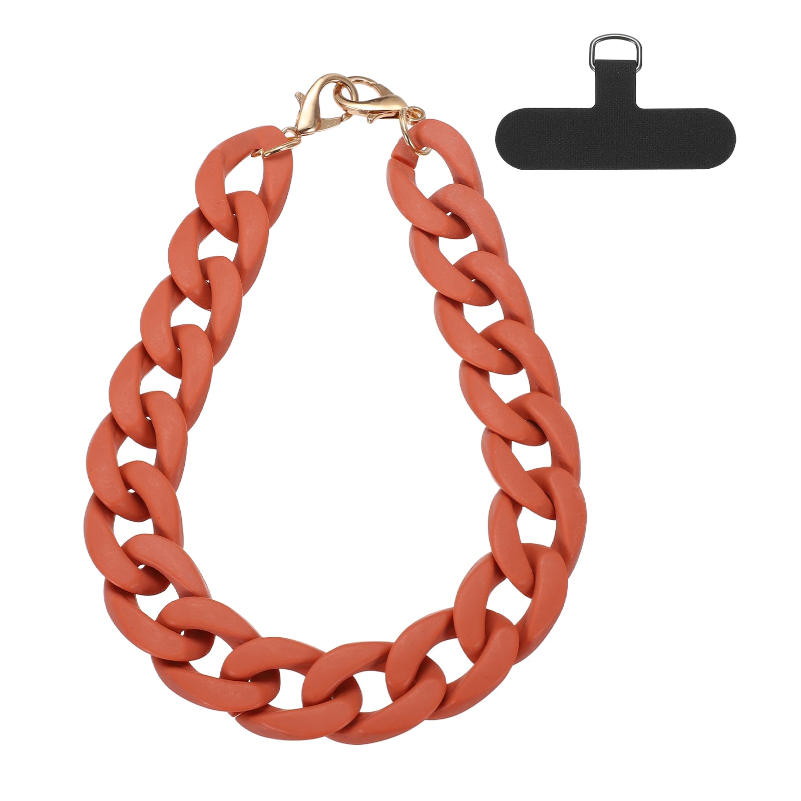 uxcell Phone Wrist Strap, 15 Inch Acrylic Cellphone Chain with Tether Tab, Hands-Free Wristlet Strap for Women Phone Case Accessories, Dark Orange