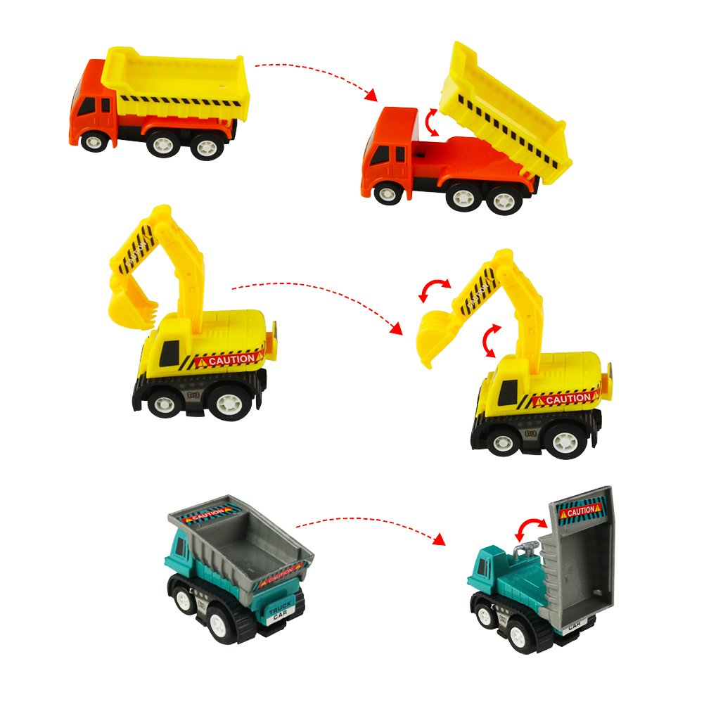 yoptote Pull Back Vehicles Assorted Construction Trucks and Raced Car Toy Mini Toy Cars,8 Pack,Party Favors for Kids Boys Girls 3 4 5 Years Old,Color Vary