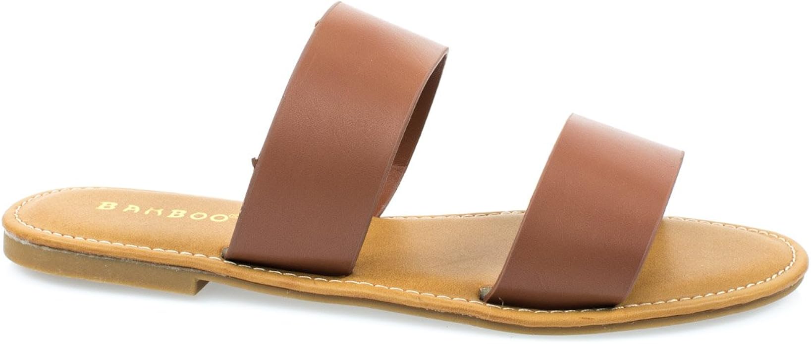 Amazon.com | BAMBOO Seashore62s TanPu Women's Flat Strappy Sandal w Double Strap & Adjustable 