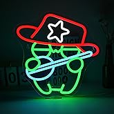 DREAMFORT Cowboy Frog Neon Sign for Wall Decor, USB Powered Dimmable Light Up Signs for Pub Store Man Cave Room, Adjustable Brightness Frog Cowboy Hat Neon Sign for Game Room Art Decor