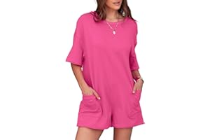 SIMPLEE APPAREL Simplee Summer Rompers for Women 2024 Reversible Backless Maternity Tee Romper Short Sleeve Oversized Outfits With Pockets