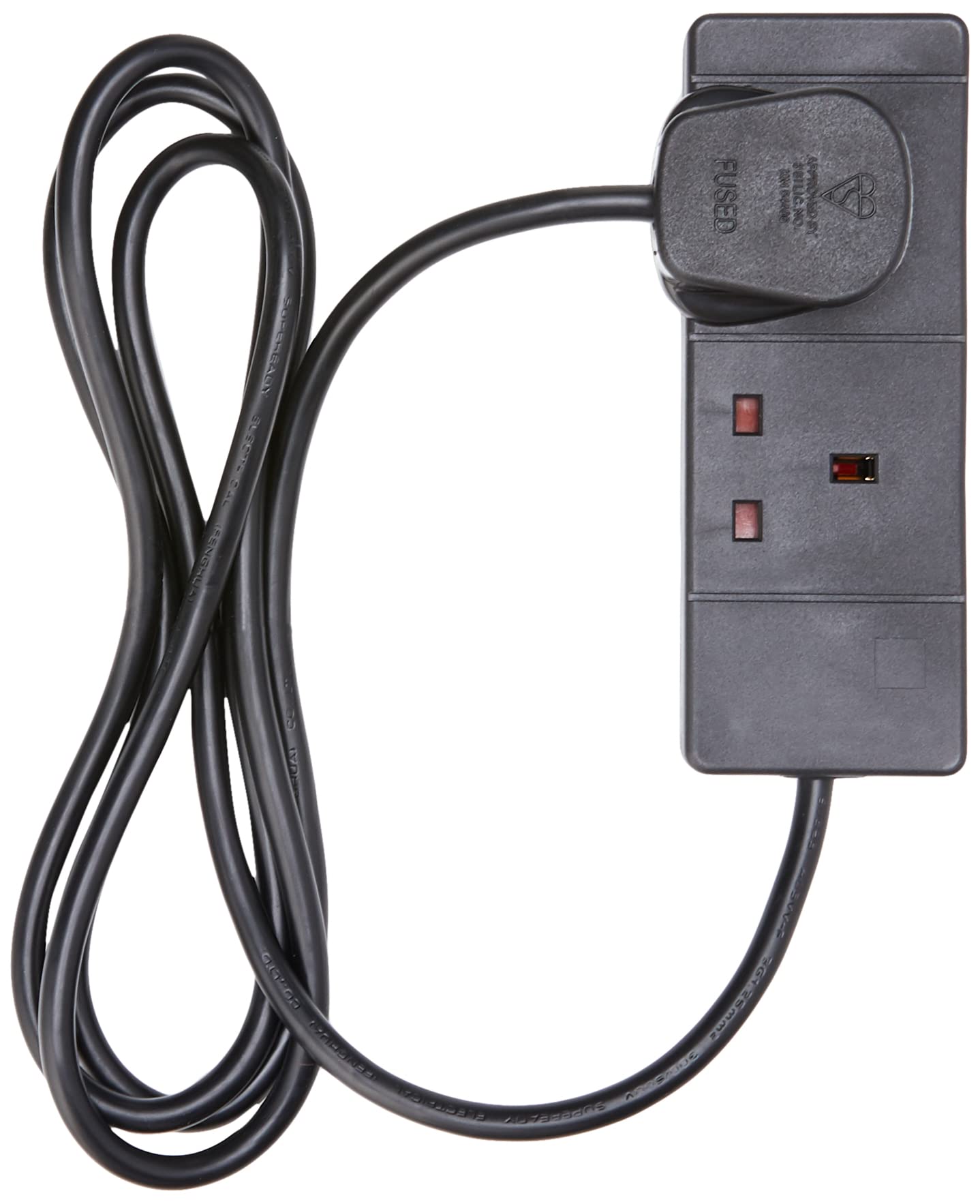 PRO ELEC PELB1736 2 Gang Extension Lead Black, 2m