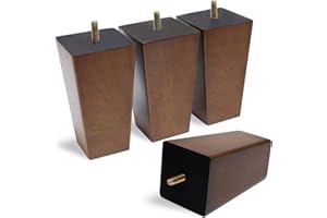 WEKIS Solid Wooden Furniture Legs 6 Inch, Natural Mid Century Brown Square Legs for Couch, Sofa, Cabinet, Bench, Bed - Set of 4