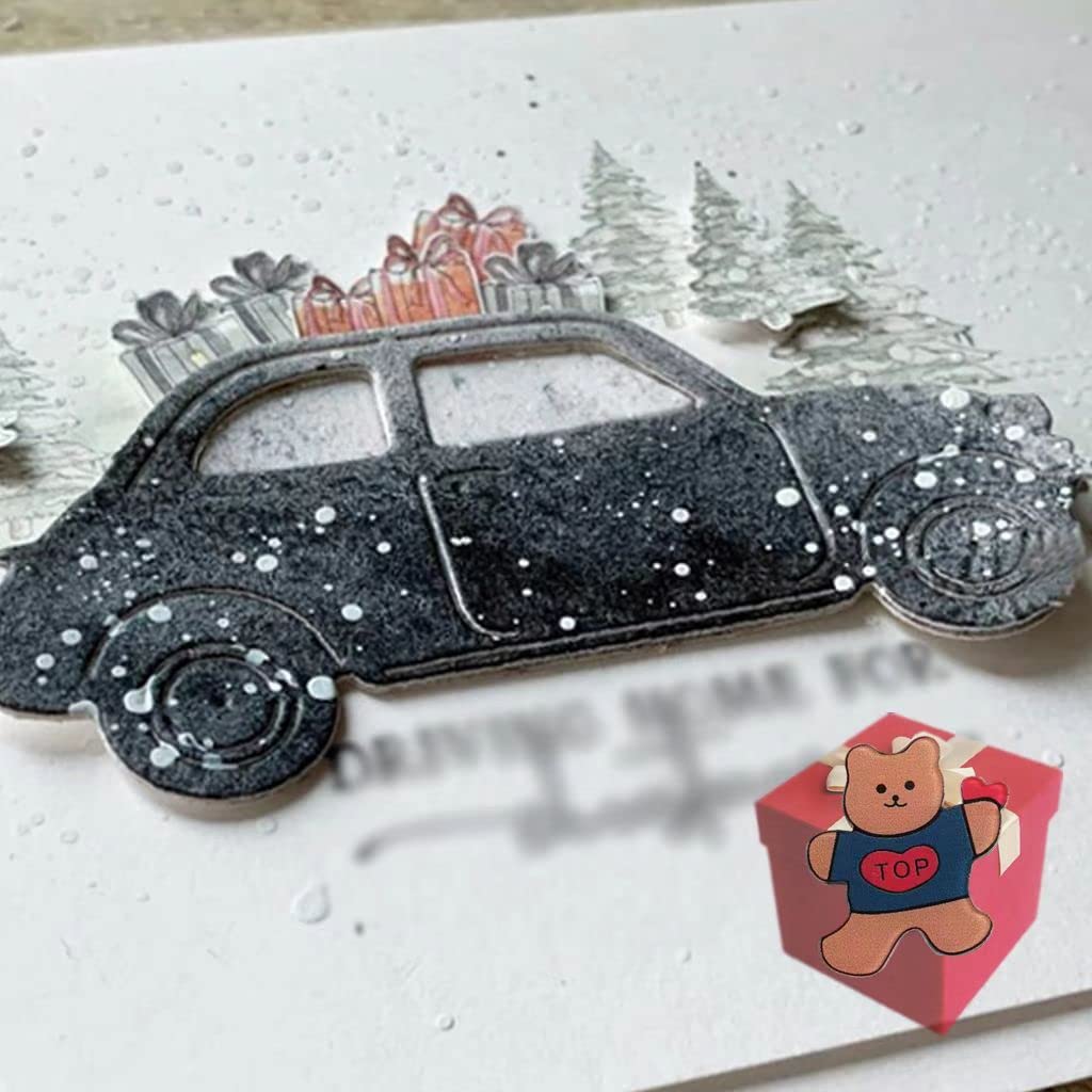 Auto Dies for Card Making，Car Cutting Dies Stencils for DIY Scrapbooking Photo Album Decorative Embossing Paper Dies for Card Making Templated+Cute Brooch Pin1