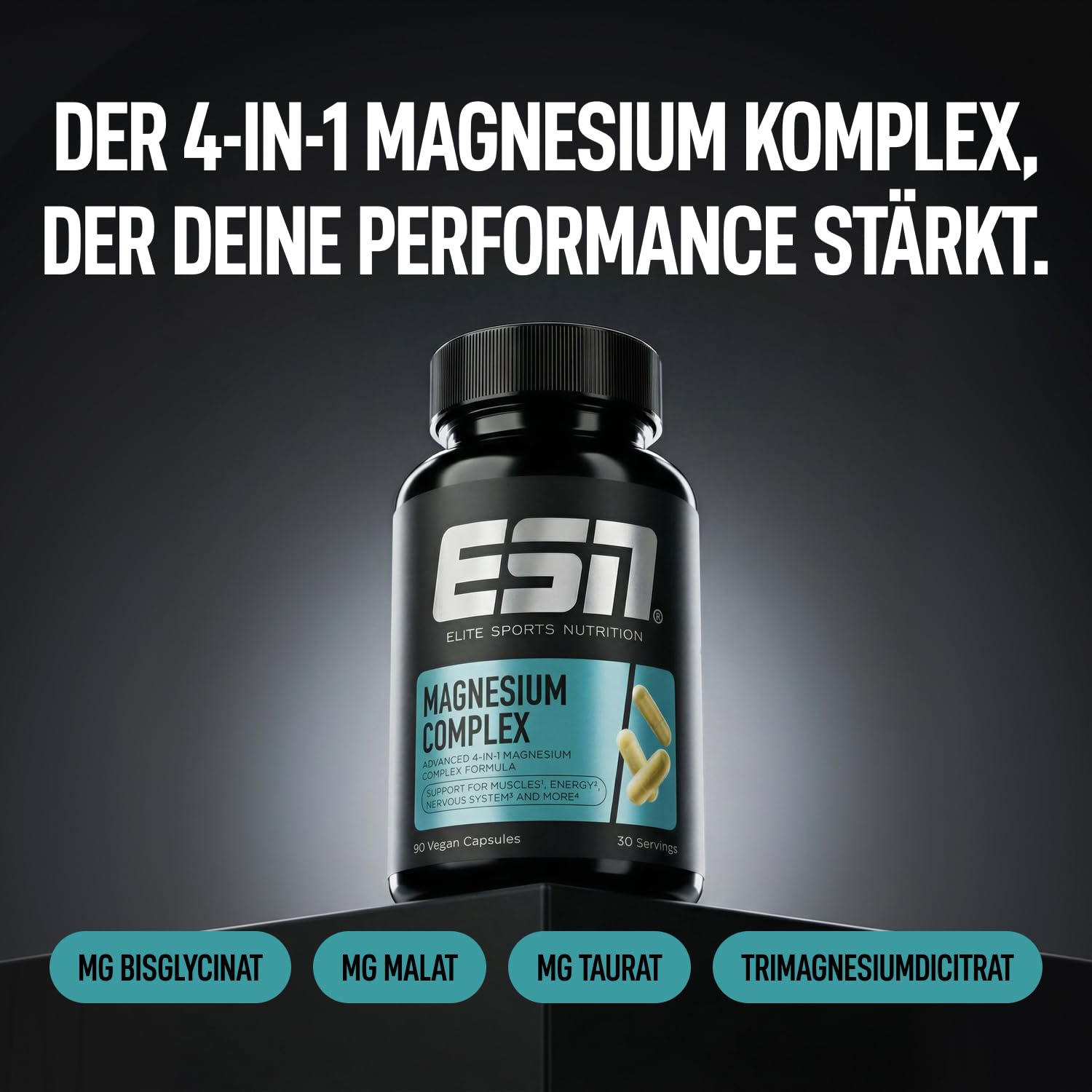 ESN Magnesium Complex - hochdosiertes Nahrungsergänzungsmittel mit 4-in-1 Komplex Formel - 323 mg Magnesium pro Tagesportion - vegan - 90 Kapseln, 30 Portionen 2