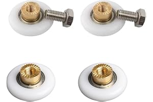 Helonge Shower Door Rollers, 4 Pcs 19mm Shower Door Rollers Runners Wheels Replacement for Bathroom Glass Shower Sliding Door