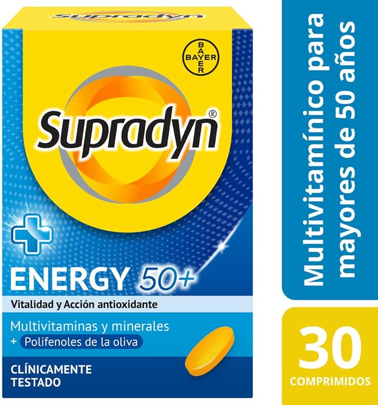 Supradyn energy 50+ multivitamínico, 30 comprimidos (fornecimento para 1 mês), suplemento vitamínico completo para homens e mulheres com mais de 50 anos de idade, contém vitamina c, b e b12