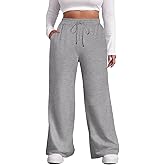 RITERA Plus Size Wide Leg Sweatpants for Women Drawstring Joggers Loose Fit Lounge Trousers with Pockets Fall Winter