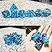 Haxtec DND Dice Set 7PCS Polyhedral Dice for Roleplaying Dice Games as Dungeons and Dragons-Blue Gold Leaf/Foil Polyhedral Dice-Blue Gold Foil