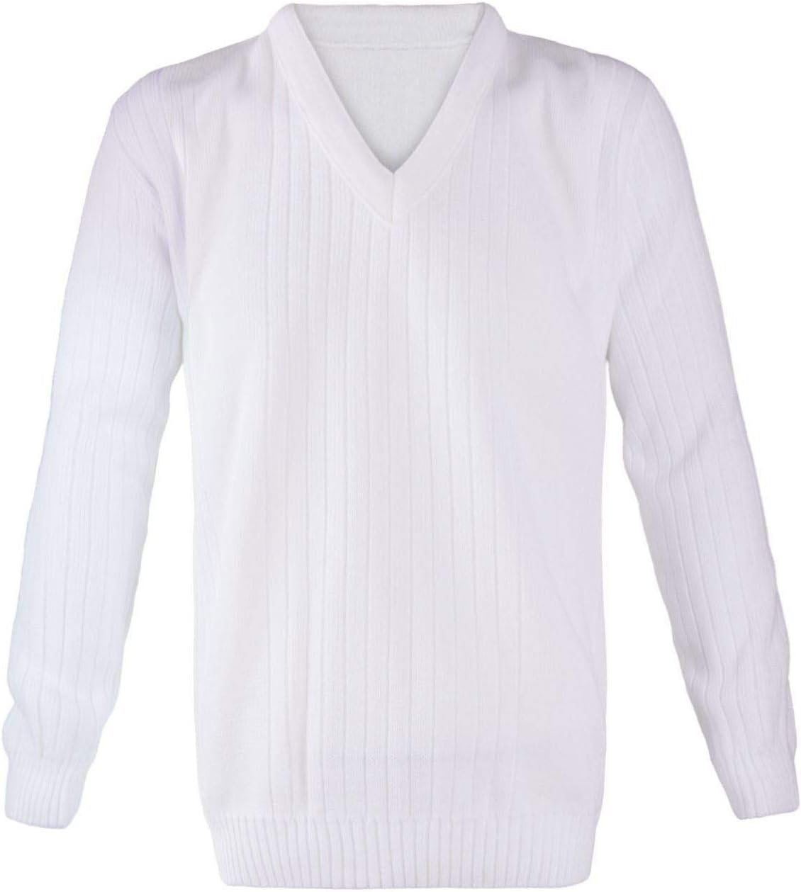 Mens Green Play Premium Ribbed V Neck White Jumper/Sweater - Ideal 4 Bowls Golf Cricket