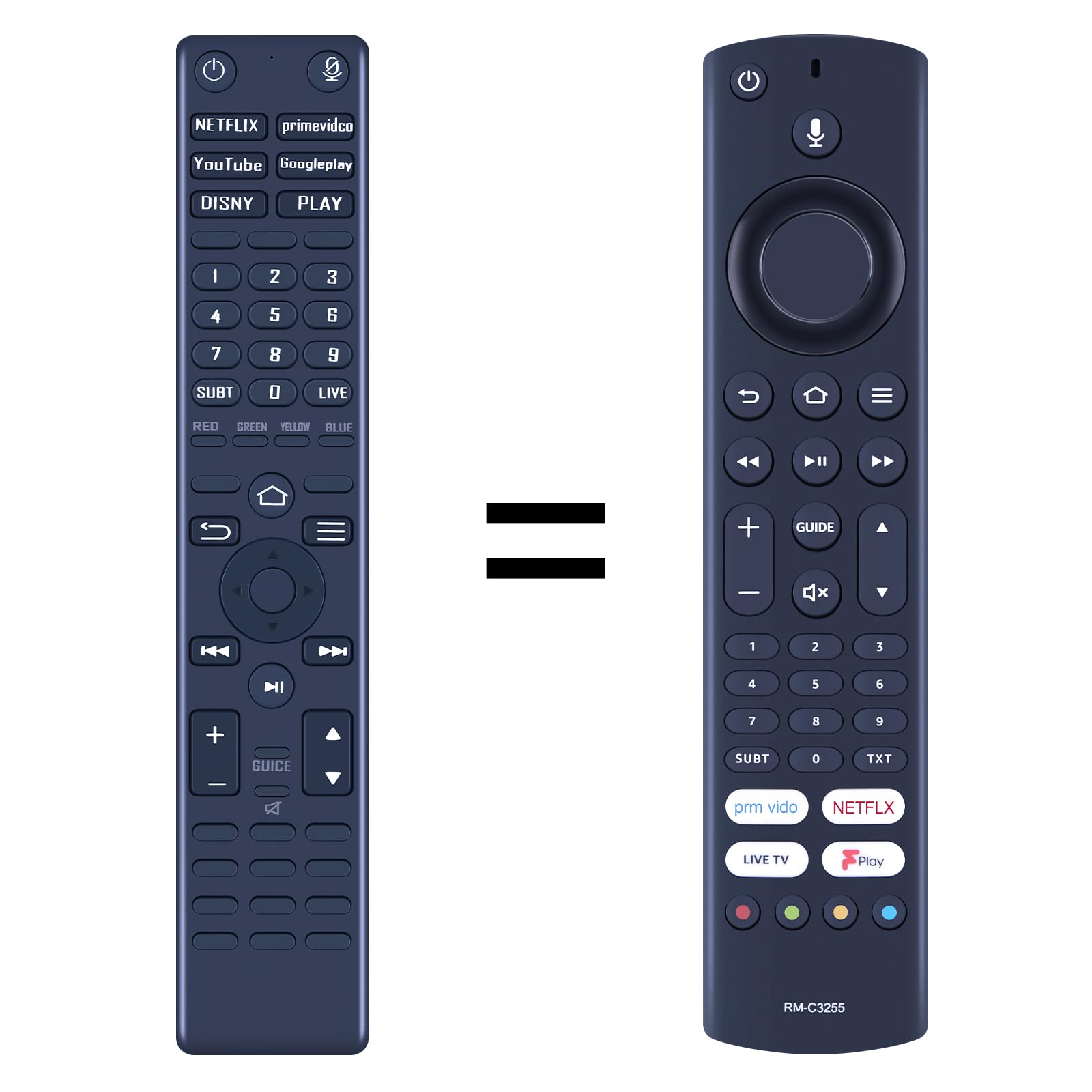 TCNOUMT RM-C3255 Replacement Remote Control for JVC Smart TV Edition LED TV RM-C3255 LT-32CF600 LT-40CF700 LT-40CF890 LT-43CF700 LT-50CF890 (No voice function）