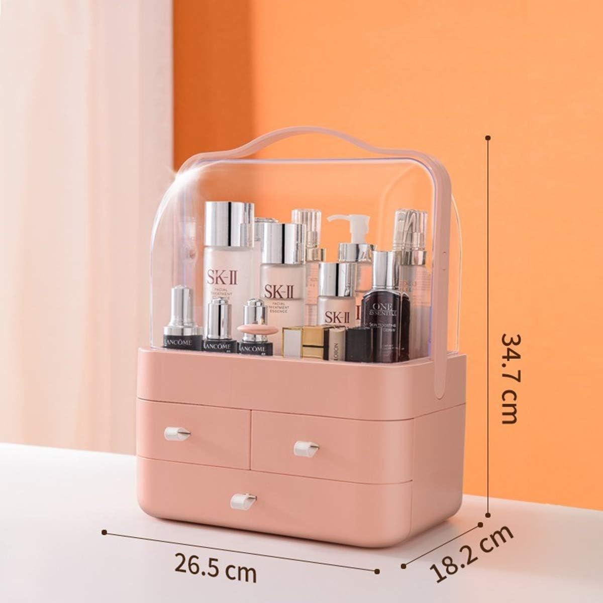 Clear Cosmetic Storage Organizer - Cosmetic Display Cases, Jewelry and Hair Accessories. Looks Elegant Sitting on Your Vanity, Bathroom Counter or Dresser. Clear Design for Easy Visibility (Pink): Home Improvement