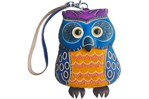 Yzikema 1 Pcs Leather Zipper Coin Purse Owl Shaped Wallet, Wrist Bag,Hand Bag,Coin Organizer, Change Holder,Card Case, Mini Leather Zipper Storage Bag for Women
