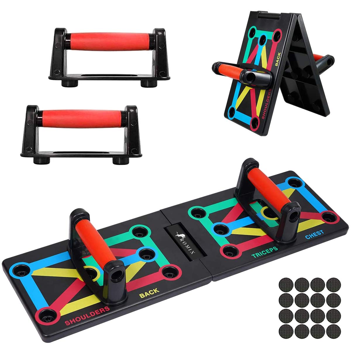 ROMIX Push Up Board Foldable, Multifunctional Workout Press Up Board, Push Up Rack, Muscle Board Rack Strength Training Fitness Equipment Push up Stand for Home Gym Exercise Body Chest Building