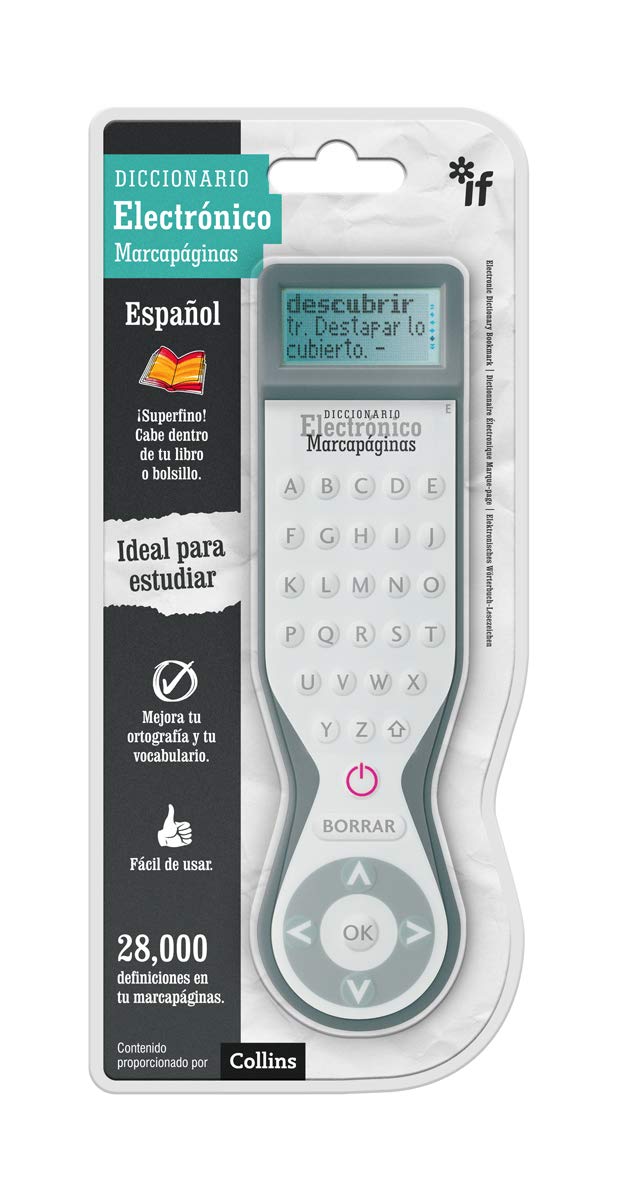 IF Electronic Dictionary Bookmark Single Language Definitions - Spanish, Grey