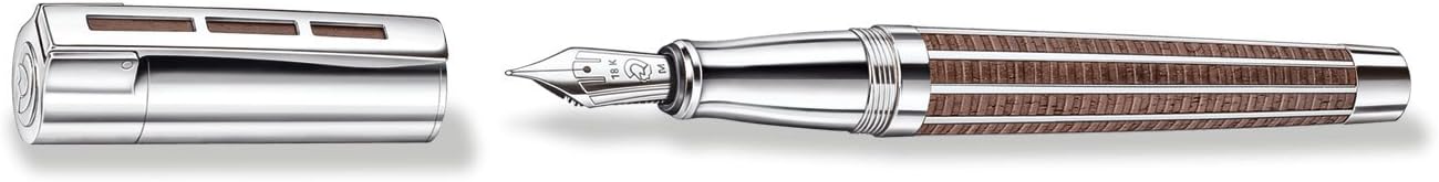 J.S. Staedtler Princeps Fountain Pen, European Black Walnut Wood, 18. kt. White Gold Nib Platinum Plated, B, 9PT120B - Image 3
