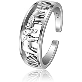 CHIC & ARTSY 925 Sterling Silver Open Rings for Women, Symbol & Theme Ring Includes Yin Yang, Moon, Compass, Skull, Celtic Knot & Ocean Style, Gothic Boho Nautical Jewelry