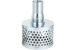 DAZZLEIMART Round Hole Suction Strainer Filter for Pumps with Hose Connector, Carbon Plated Steel Basket Water Suction Filter, with NPT Female Thread, Reduces Solids Entering Pump