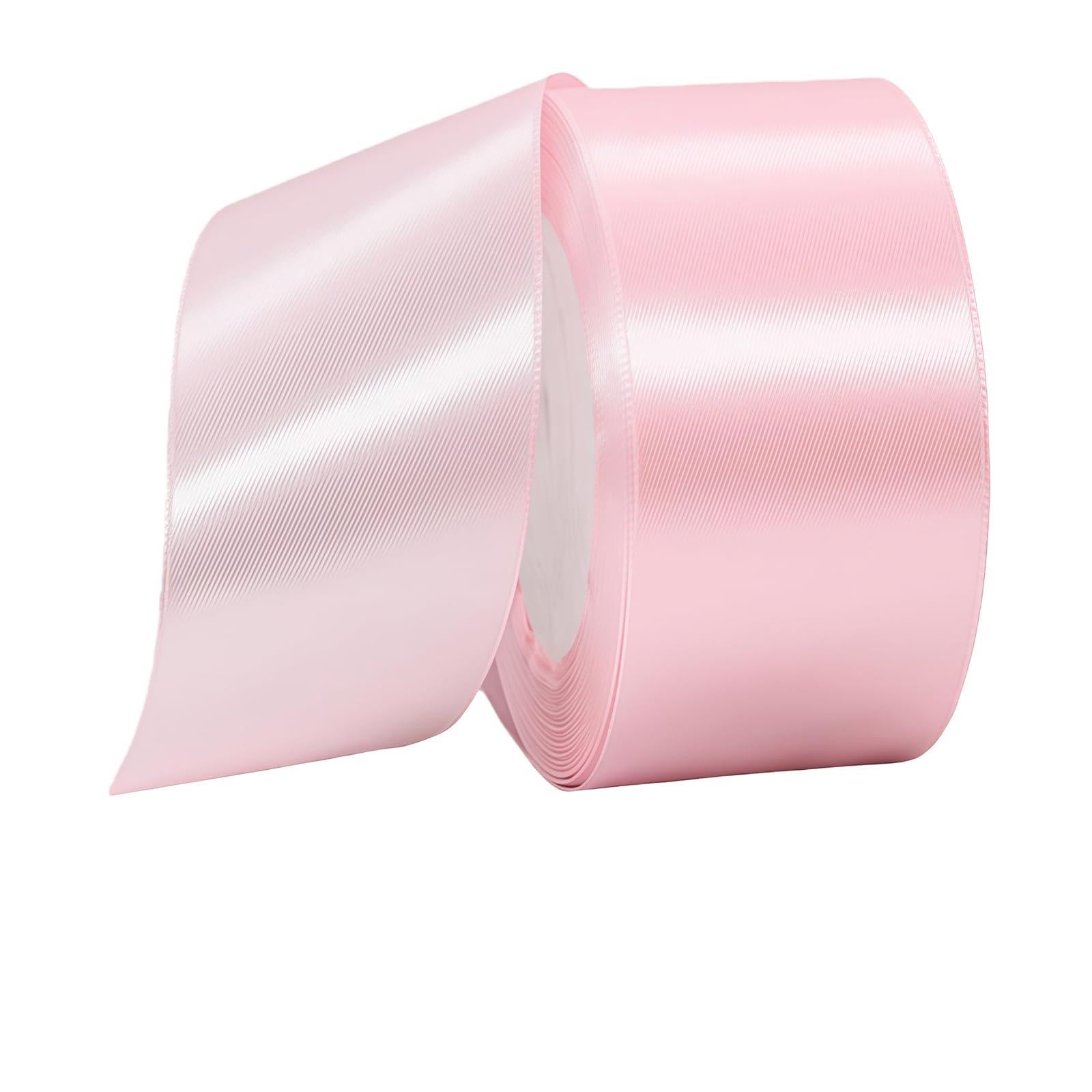 Pink Ribbon 40mm Satin Fabric for Gift Wrapping, Crafting, Cake Decoration, Hair Bows, Wedding Cars, Christmas