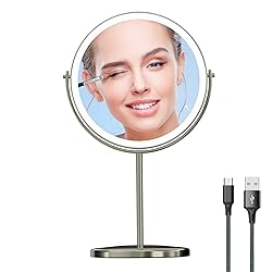 8" Lighted Makeup Mirror with Magnification, 1X/10X