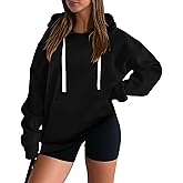 onlypuff Women Essential Hoodies Pullover Sweatshirt Long Sleeve Kangaroo Pocket Fleece Basic Sweater