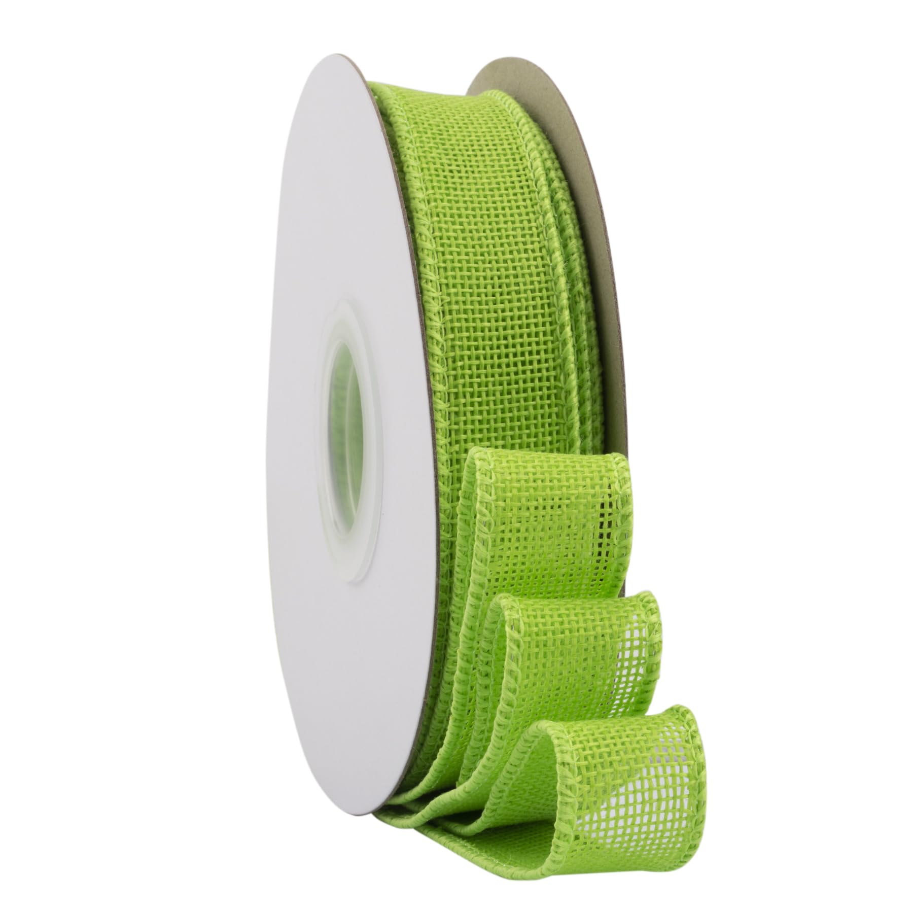 Ribbonitlux Apple Green Burlap Wired Ribbon, 25mm x 18 Meters, Wired Edge Burlap Ribbon for Gift Wrapping, Big Bow, Wreath, and Christmas Tree Decoration