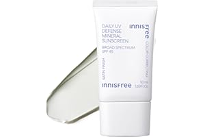 innisfree Daily Mineral UV Defense SPF 45 Face Sunscreen with Green Tint, Hyaluronic Acid, Korean Skincare, Color Correcting Formula