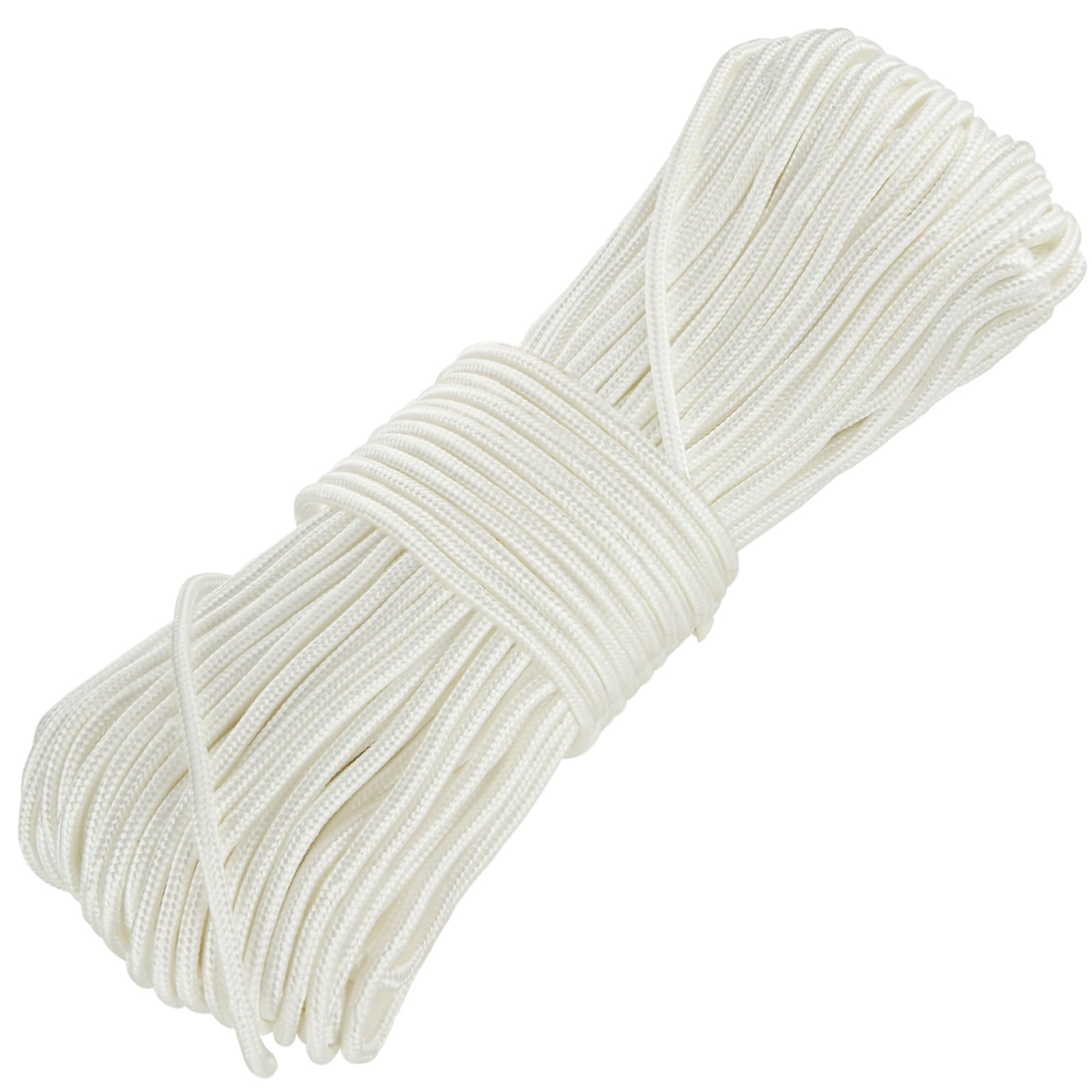 YAYODS 60M White Nylon Rope, 6MM Nylon Rope, Multi-functional Nylon Hanging String Cord, Heavy Duty String Strong Traction Tying Rope for Camping Outdoor Garden
