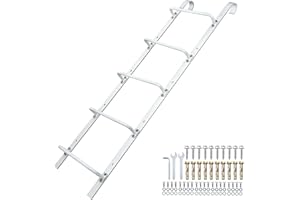 Zwinz 5-Rung Window Well Ladder Hooked, Heavy Duty Steel Fire Escape Ladder, Powder-Coated Basement Egress Window Ladder 56.2" Lx17.9 W, White